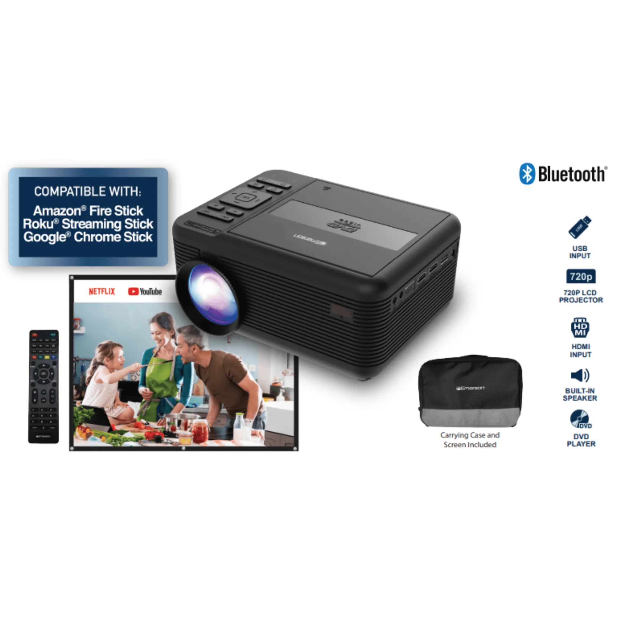 Emerson Home Theater LCD Projector with Built-In DVD Player Emerson